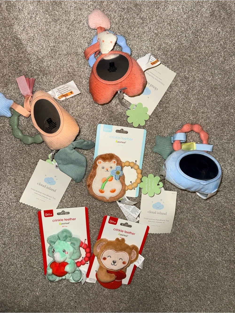 Lot of NEW Cloud Island Baby Crinkle Teether & Soft Toys